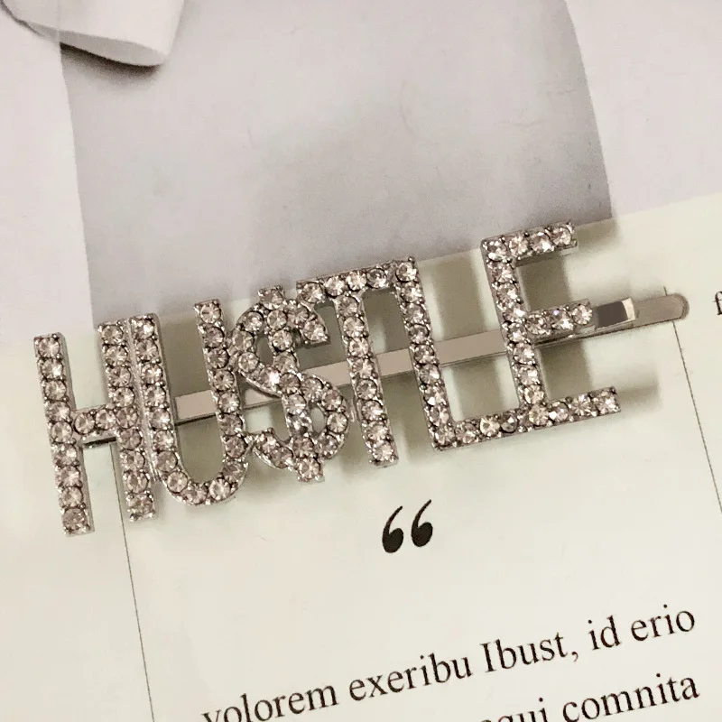 1PC Crystal Word Letter Hair Clips Rhinestone Hairpins Bobby Pins Barrettes Hairgrip Hair Styling Tools Accessories Jewelry Gift