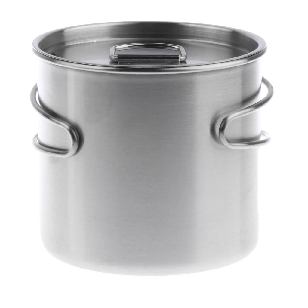 500ml Durable Health Stainless Steel Outdoor Camping Cup Pot Bowl Travel Cup with Folding Handle