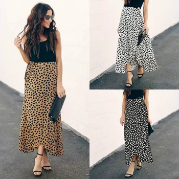 

Summer 2020 New Women's Dot Print Long Skirt Skirt Slim Comfortable Sexy Irregular Hem Split Skirt Skirt women skirt