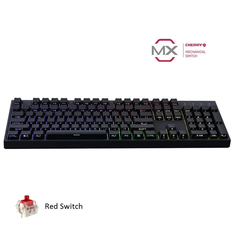 Red switch Кулер Master CK372 настольная игровая механическая клавиатура Cherry MX Axis body 104 клавишные колпачки pbt NKRO RGB коричневый синий красный переключатель - Цвет: Red switch
