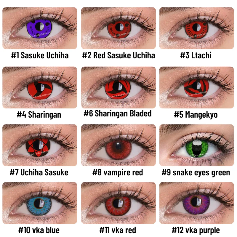 1pair(2pcs) 1 Year Cosplay Sharingan Contact Lenses for Eyes Colored Red Uchiha Sasuke Hatake Kakashi Anime Accessories