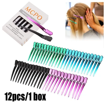 

12pcs/box Stainless Steel Smooth Hair Clips Non-slip Styling Grips Styling Tools for Women Girl Salon DIY Hair Supplies