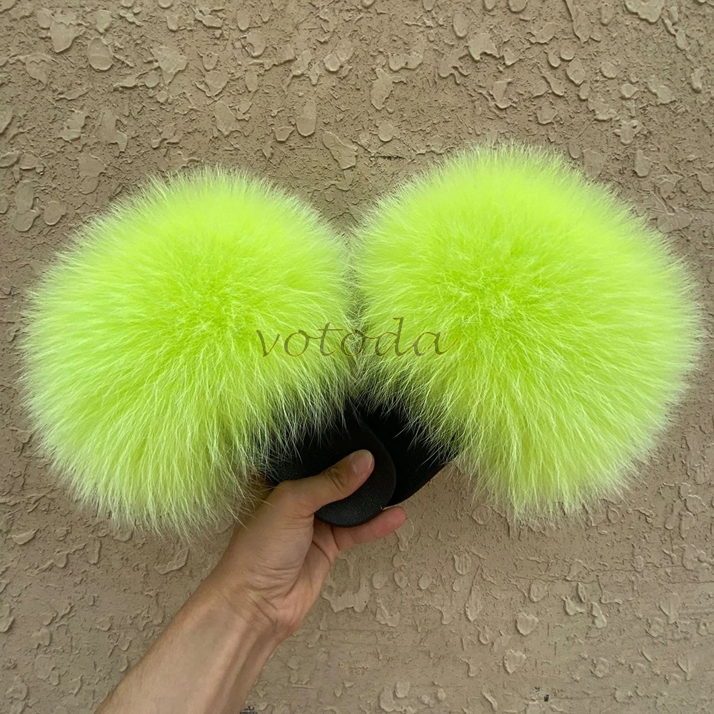 criança desliza, Furry Fox Fur Flip Flops,