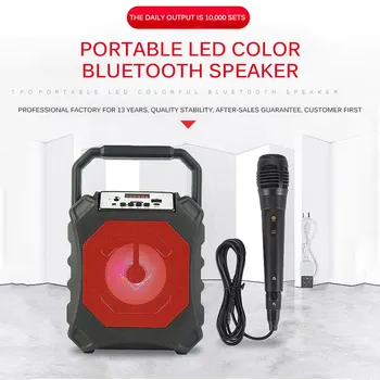

Portable LED Speaker Bluetooth AUX Audio Cable Can Play Music Continuously For 3-10 Hours Built-In FM Radio Stereo Surround