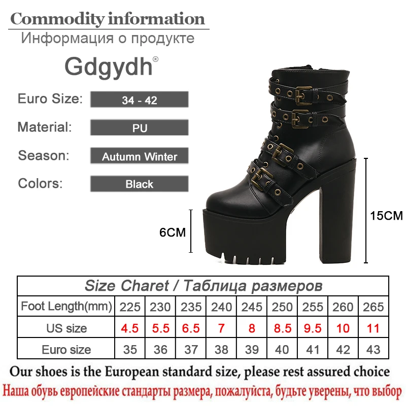 Gdgydh Sexy Rivet Black Ankle Boots Women Platform Soft Leather Autumn Winter Ladies Boots With Zipper Ultra High Heels Shoes