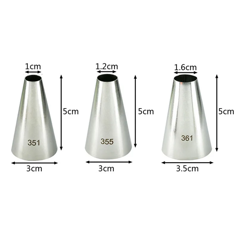 3PCS 3 шт.#351#355#361 круглые Кондитерские насадки для кекса, украшения торта, насадки из нержавеющей стали, Кондитерские насадки - Цвет: 3PCS