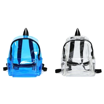 

Transparent PVC Women's Backpack Candy Color Zipper Waterproof Plastic