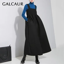 GALCAUR Woolen Jumpsuits For Women Tank Sleeveless High Waist Oversized Casual Wide Leg Pants Female Autumn Fashion New