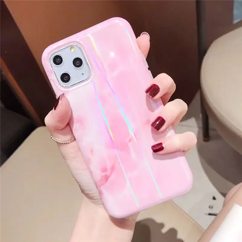 Мраморный лазерный градиентный цветной чехол для телефона для iphone 11Pro Max чехол X XR XS Max 7 8 6 6S Plus Глянцевая мягкая IMD Силиконовая задняя крышка
