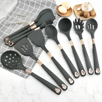 

Silicone Kitchenware Cooking Tools Utensils Set Heat Resistant Non-Stick Spatula Ladle Egg Beaters Shovel Spoon Storage Box Tool