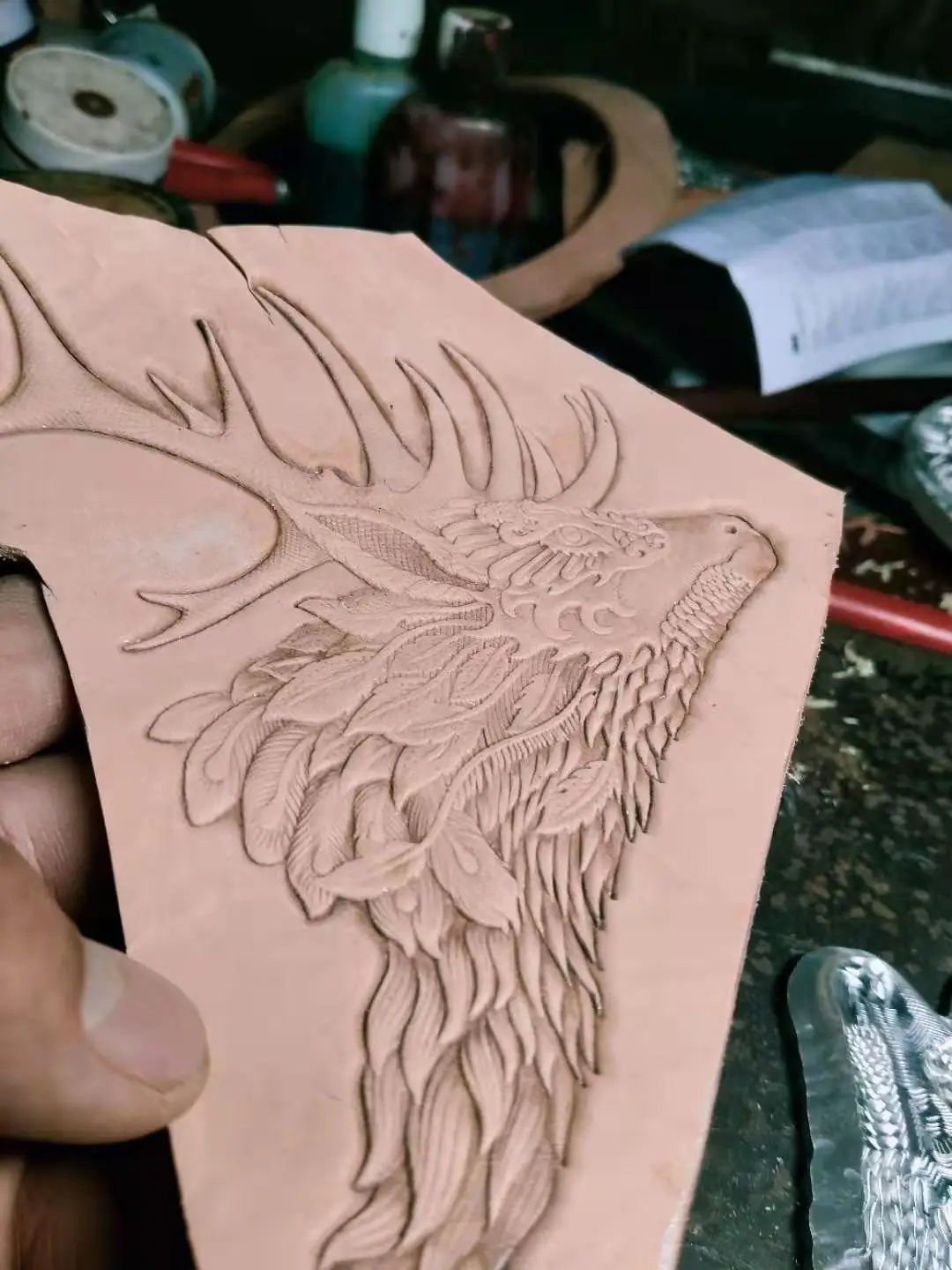 DIY leather craft deer head bag emboss mold 2size