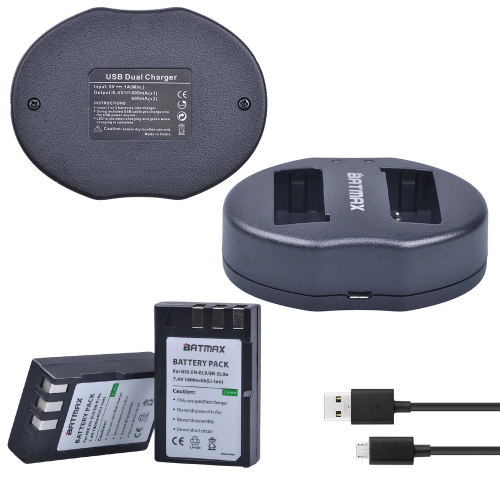 Аккумулятор с двумя USB портами для Nikon EN EL9 D40 D60 D40X D5000 D300 L15|Цифровые аккумуляторы| |