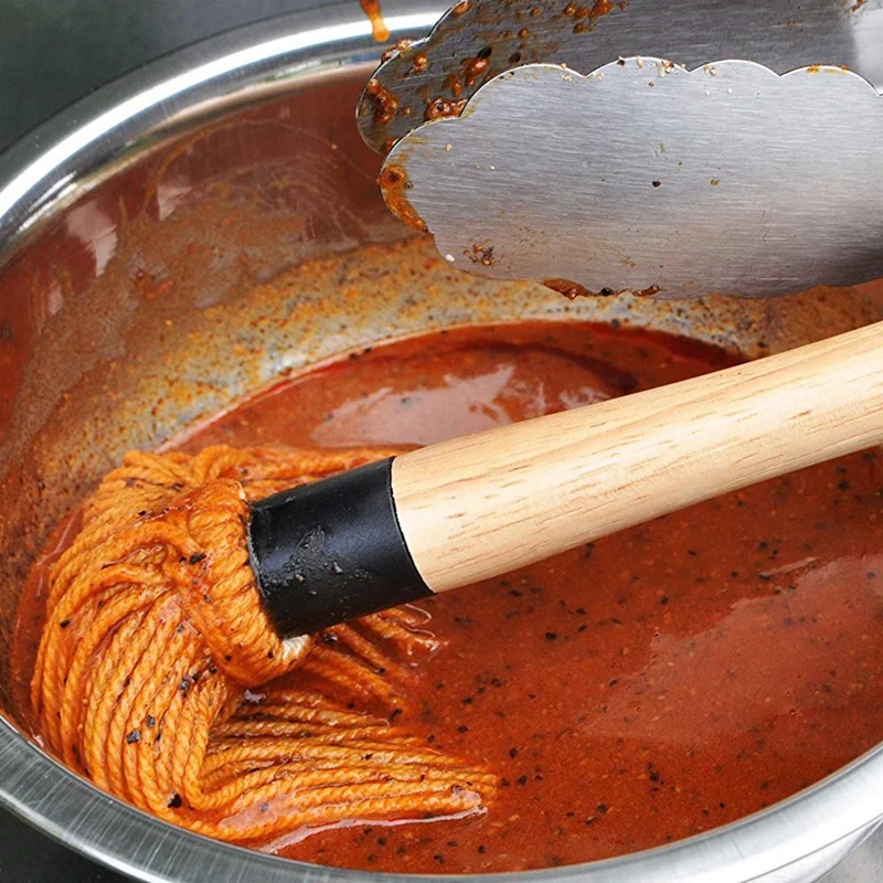 Churrasqueira Basting Mop com uma cabeça de escova de substituição extra Escova de churrasco profissional 18 polegadas 46 cm_voghion.com