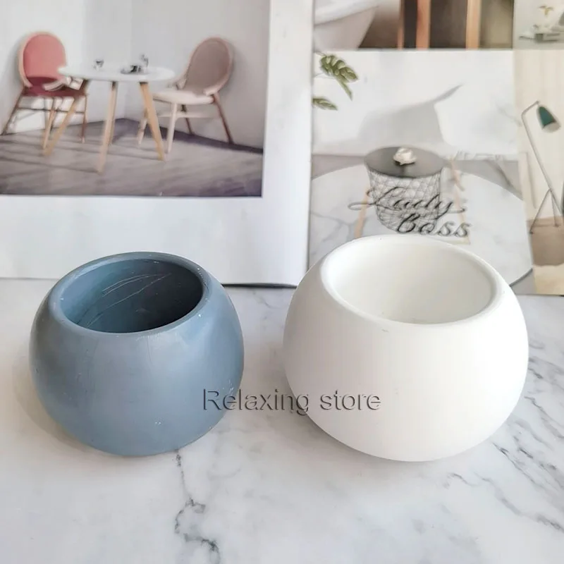 Round Cement Clay Candle Holder Molds Concrete Planter Silicone Flowerpot Container Mold Plaster Candle Cup Epoxy Resin Mould silicone mold flower silicone mould