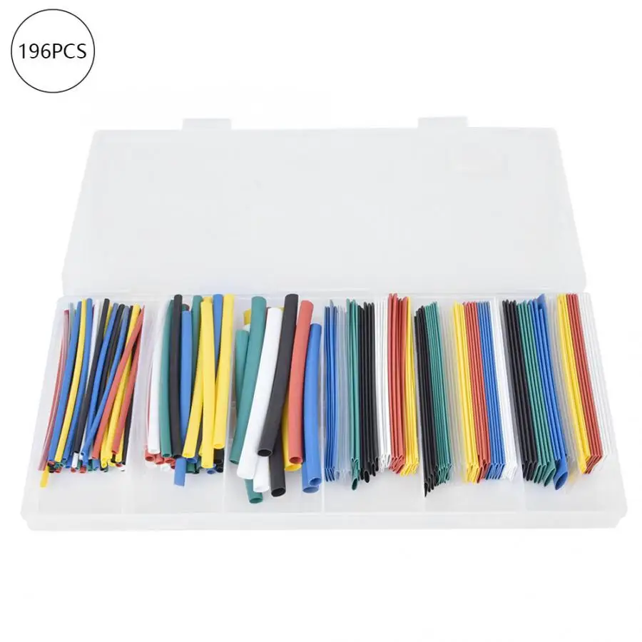 

Wire Wrap 196PCS Heat Shrink Tubing 2:1 Wire Cable Polyolefin Shrinkable Tubes Assortment Kit Wire Wapping Tool