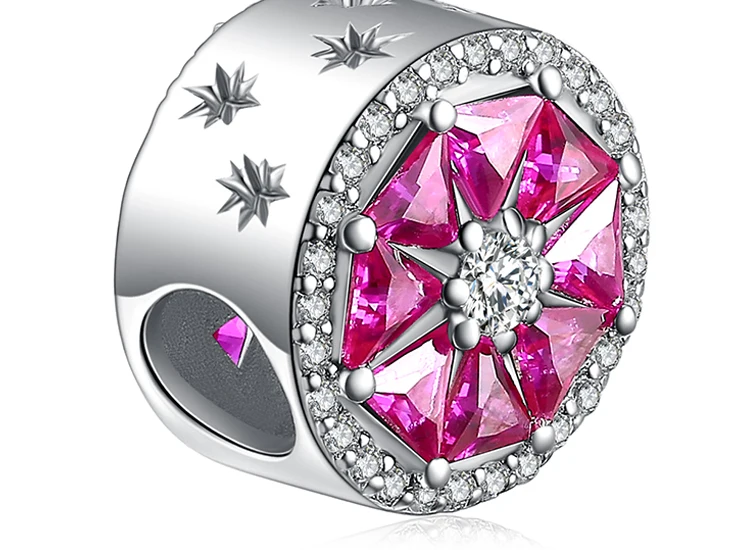 JewelryPalace лето любовь грейпфрут срез 2.1ct создано розовый сапфир 0.1ct кубического циркония 925 пробы Серебряный Шарм бисер
