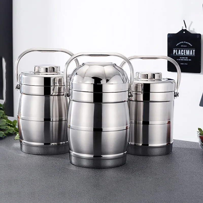 US $21.72 Stainless Steel Lunch Pail Food Container Layered Lunch Box Vacuum Insulated Thermo Soup Bento Lunch Box