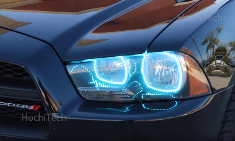 for Dodge Charger SXT Plus 2011 2012 2013 RGB Multi Color LED Angel Eyes Halo Rings Kit