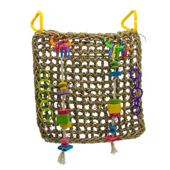 

Straw Braid Rope Net Hammock Ladder Bird Foraging Wall Toy for Parrot Parakeet