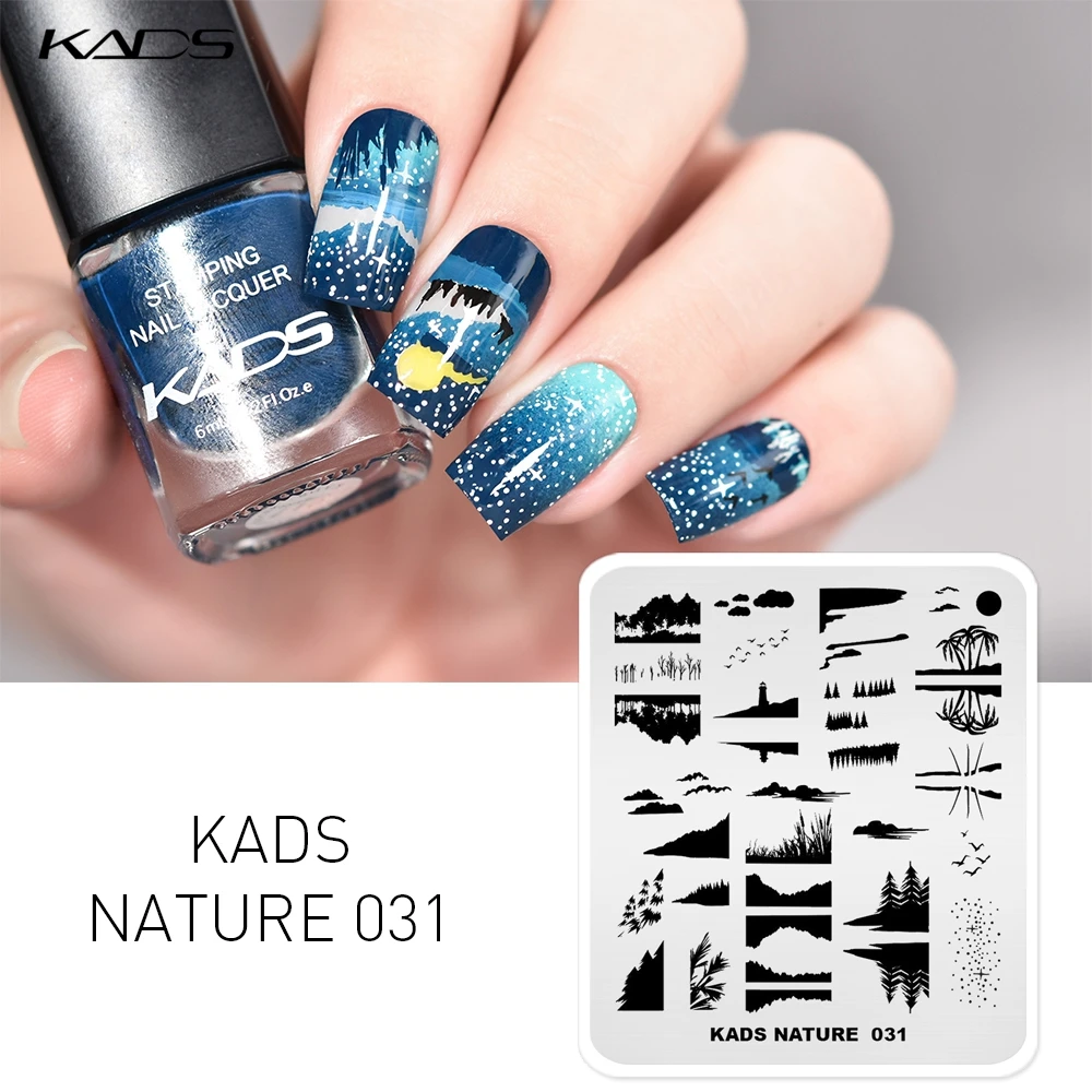 Nail Art печати пластины для стемпинга горный картина по номерам "Закат на реке" изображение трафарет для печатей для ногтей Красота дизайн Нержавеющая сталь трафарет для ногтей Инструменты