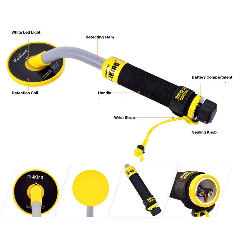 LAMEZIA Rechargeable PI-iking 750 Underwater Metal Detector Induction Pinpointer Expand Detection Depth With LED Light Detects