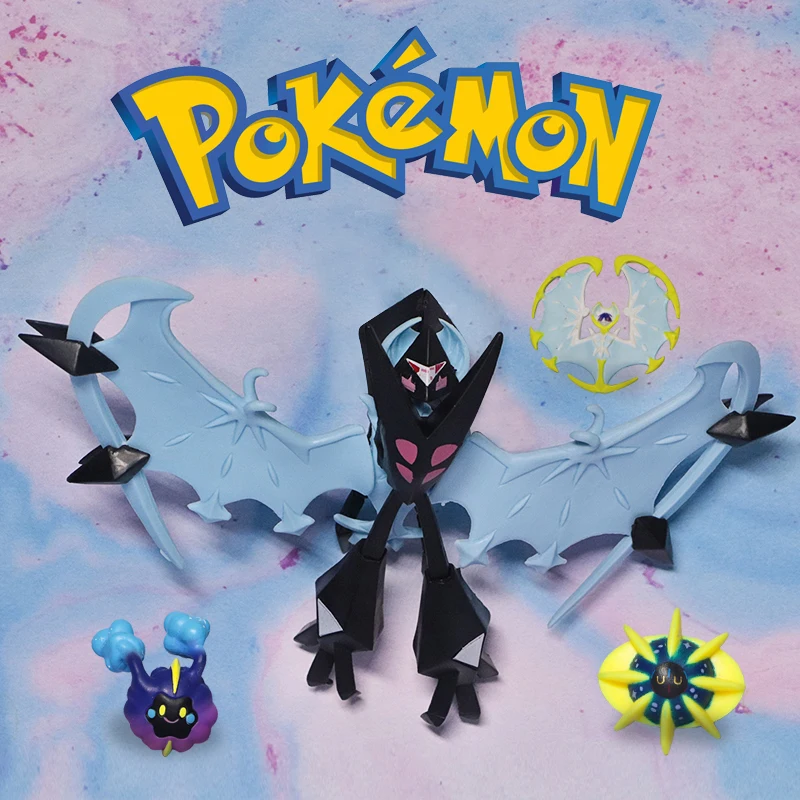 4pcs Genuine Kid Children Halloween Gift Pokemon Anime-action-figures-model Mega Evolution Lunala Dawn Wings Necrozma Animation