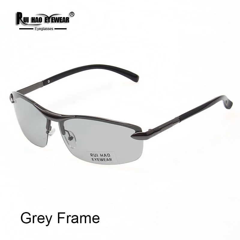 Grey Frame Модные фотохромные солнцезащитные очки, Мужские поляризационные очки, 2 цвета, очки пилота для вождения, 289 - Цвет линз: Grey Frame