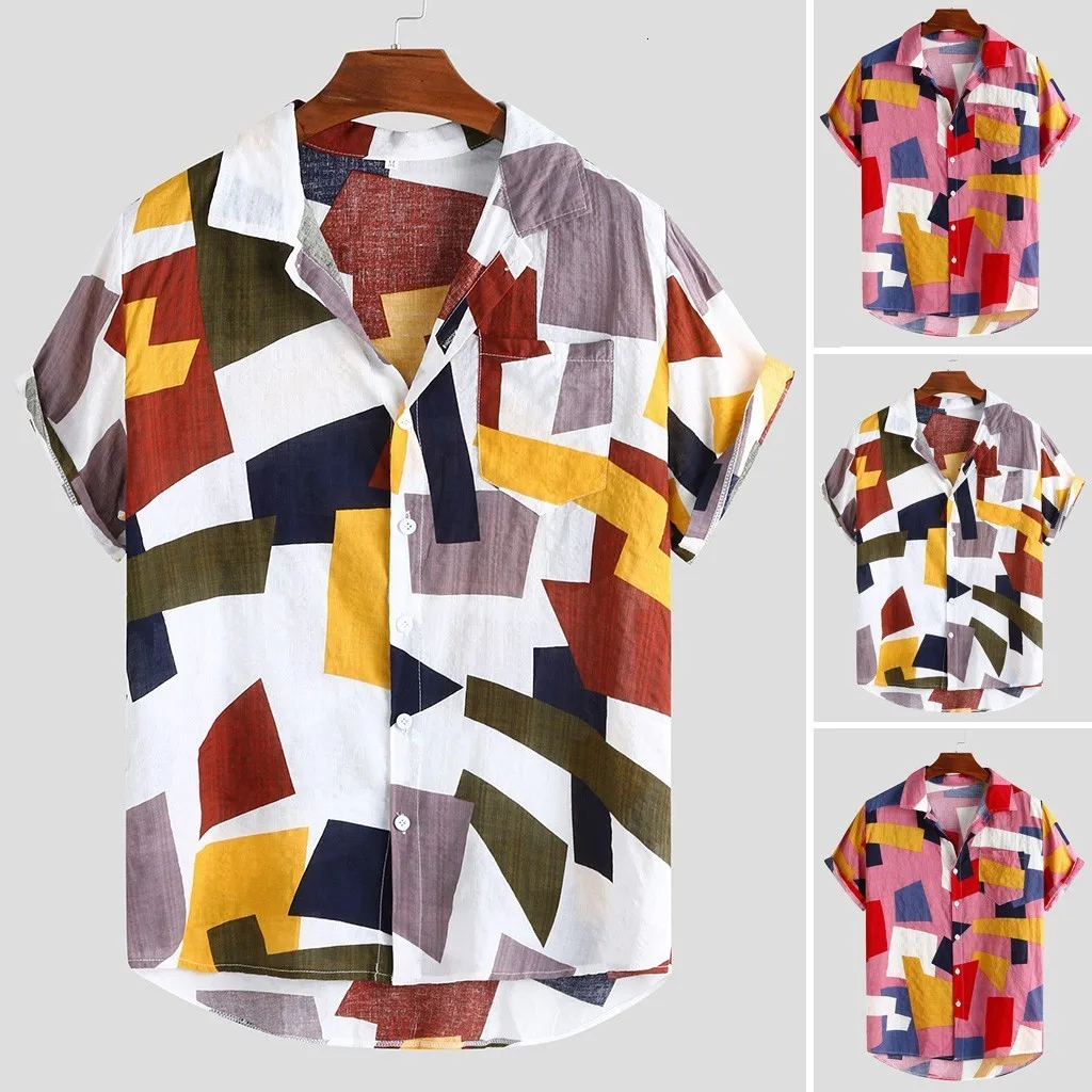 Shirts Men Short Sleeve Shirt 2019 camisa masculina Fashion Mens Printed Hawaiian Loose  Short Sleeve Casual Buttons shirt M-3XL