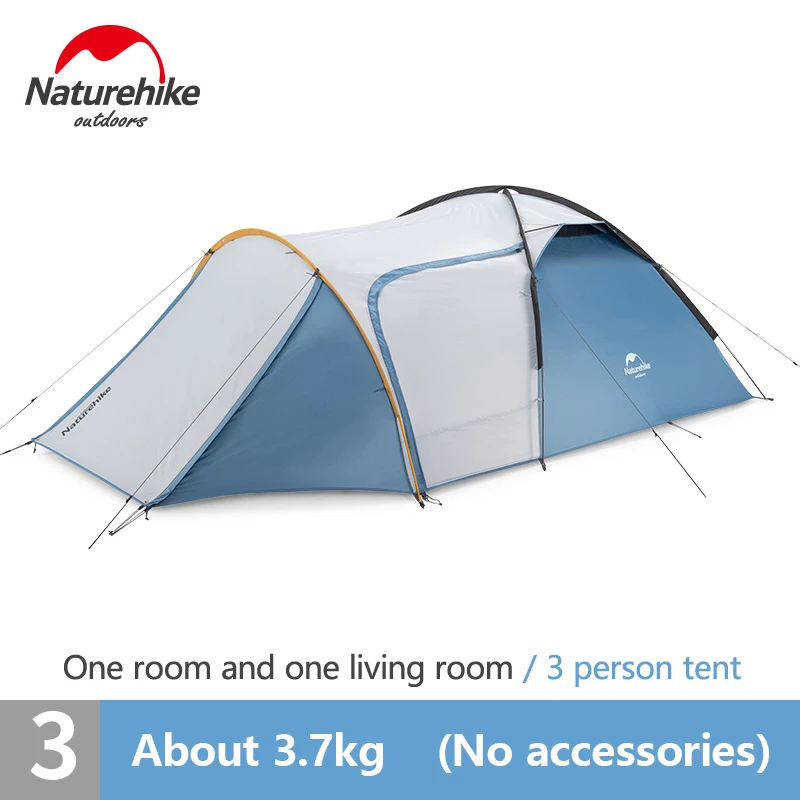 Синий Naturehike Knight UPF50+ палатка для кемпинга, открытый двухслойный Однокомнатный Одноместный зал, самоуправляемая семейная палатка, водонепроницаемая для пикника и путешествий - Цвет: Синий