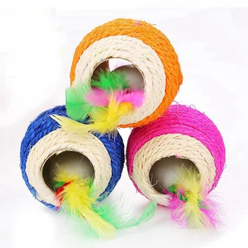 

2 Holed Ball Toys Cats Toy Random Color Cat Play Chewing Toy Straw Cat Pet Rope Weave For Pets Interactive Toys
