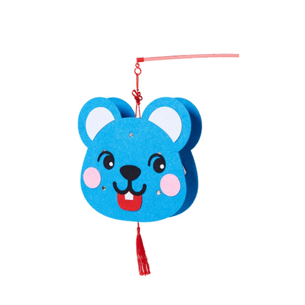 blue Детские войлочные DIY светодиодные фонарики, новогодние украшения, украшения для детей, китайский стиль, Мультяшные украшения-фонарики, подвесные двери, подарок для детей - Цвет: blue