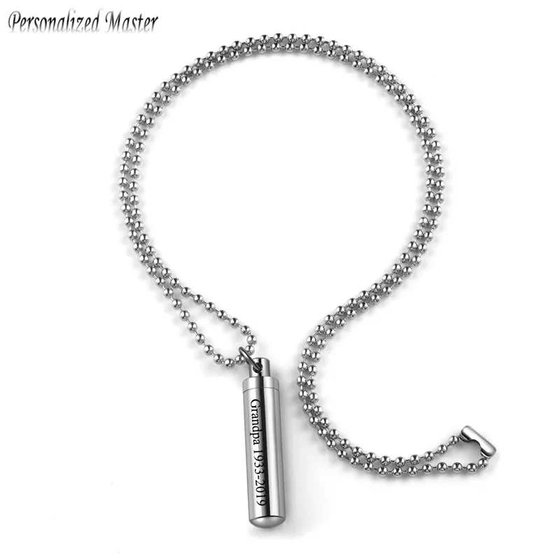 Персонализированные ожерелья из нержавеющей стали капсула цилиндр медальон
