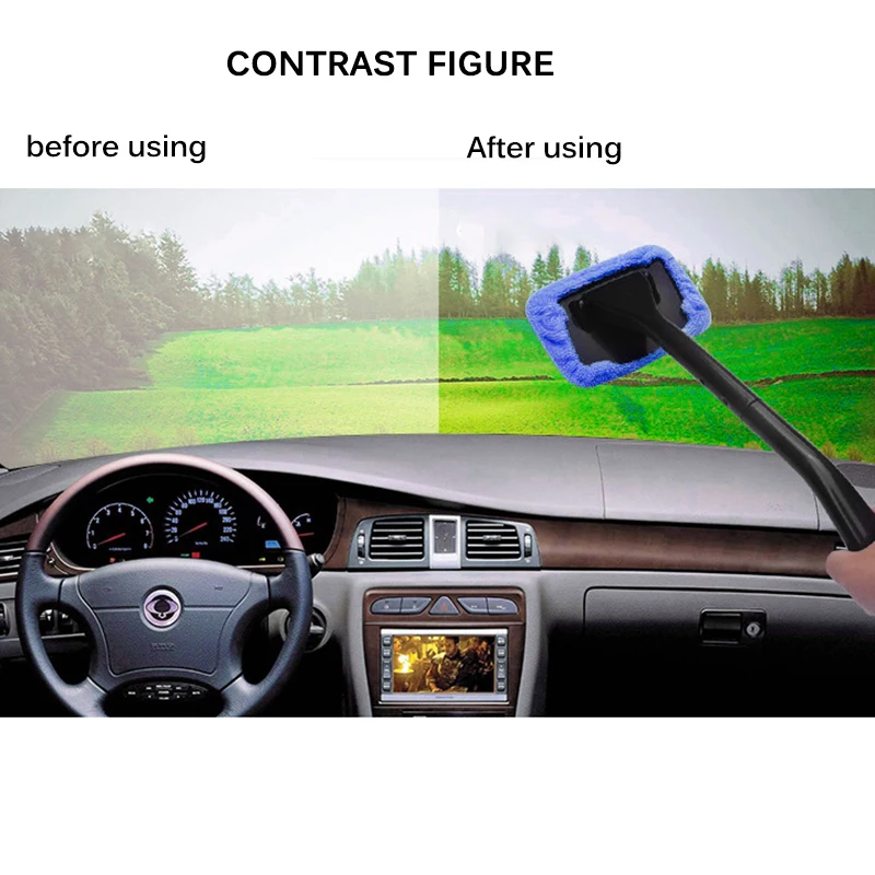 Car Mop Cleaning Windows Windshield Fog Cleaning Convenient Auto Windows Glass Cloth Brush Washing Rag Wipe Duster Home Office