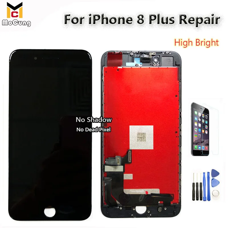 

5.5" High Bright For iPhone 8 Plus LCD Pantalla Display Touch Screen Digitizer Assembly With Good 3D Force Touch +Tempered Glass