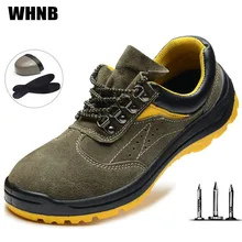Новинка; дышащая защитная обувь для мужчин; устойчивая к клещам; Рабочая обувь из щелочи и масла; замшевая кожаная защитная обувь с изоляцией