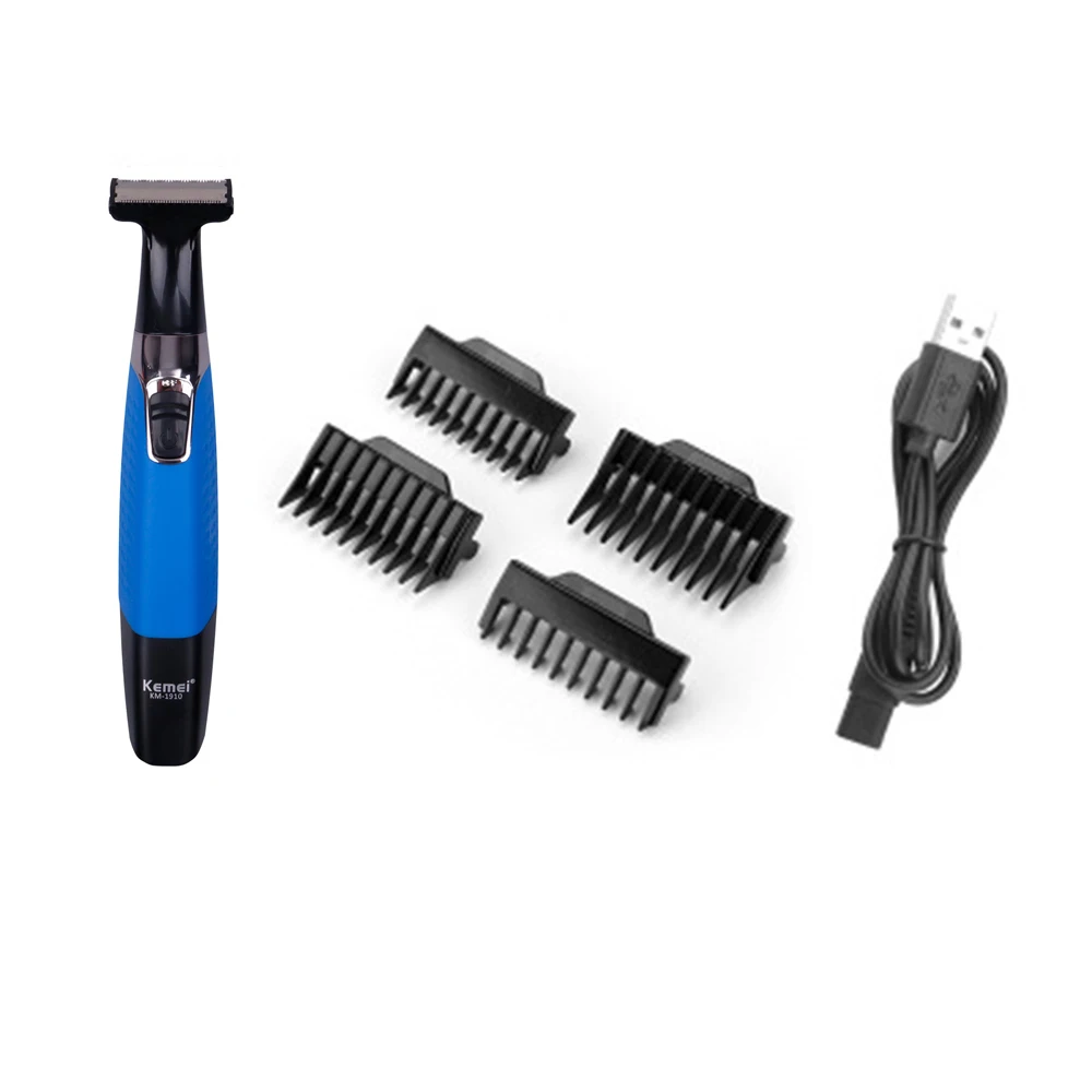 Blue no box KEMEI One Blade Мужская электрическая бритва для бороды, тела, лица, электрическая бритва для мужчин, KM-1910, триммер для бритья бороды - Цвет: Blue no box