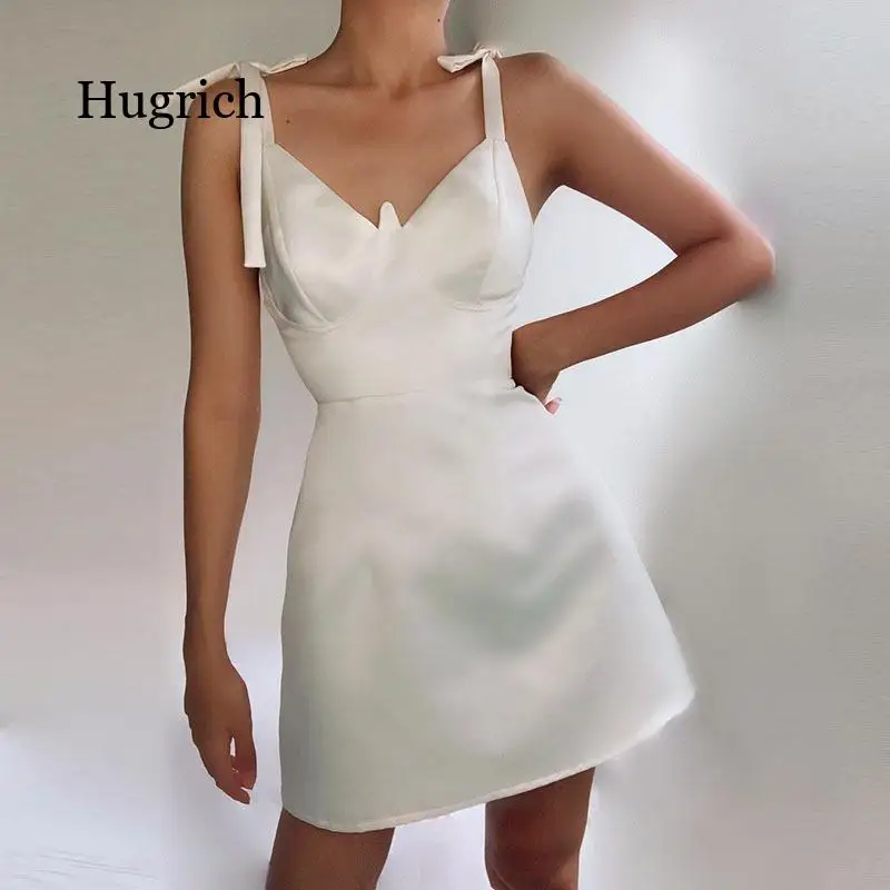 

Женское однотонное атласное шелковое платье, с V-образным вырезом и ремешком на груди, Повседневная Уличная одежда, Новинка лета 2021