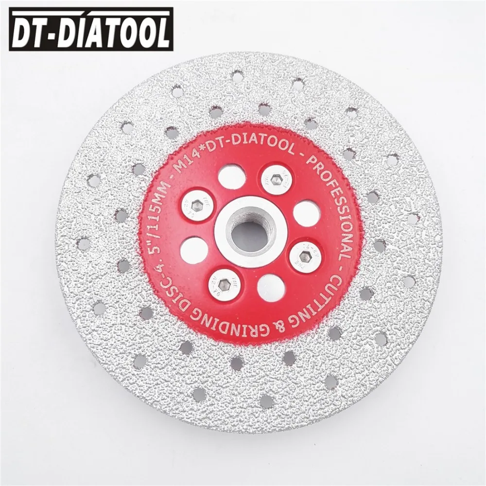 DT-DIATOOL 1pc M14 or 5/8-11 Thread Vacuum Brazed Double Side Coated Diamond Cutting Grinding Wheel For Cut Shapen Grind Smooth