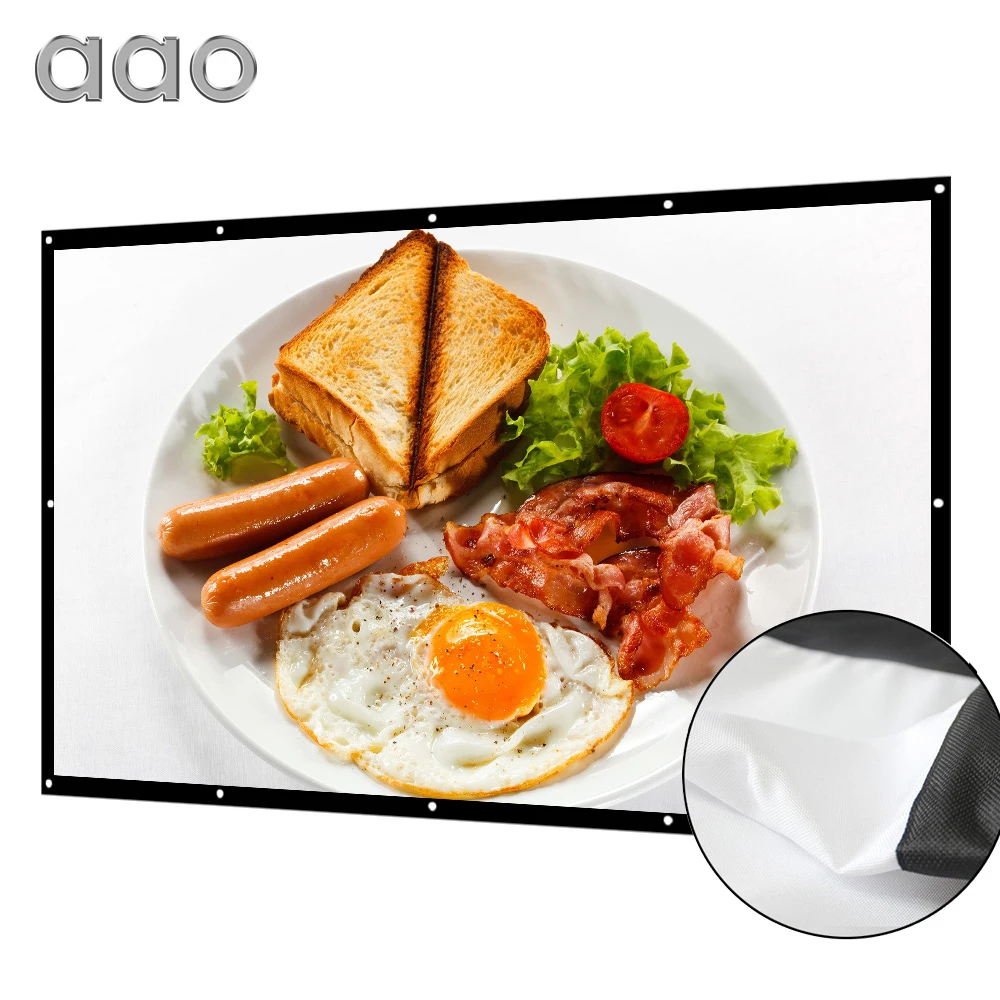 AAO 100 120 150 Inch 16:9 Projector Screen 3D HD Home Theater Wall Matt White YG620 Projection Screen Portable Anticrease Canva