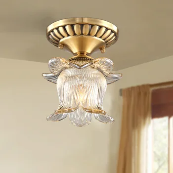 

All copper American ceiling lamp balcony corridor porch ceiling lamp glass art small ceiling lamp