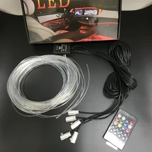 6m Voice Sound Active RGB LED Car Interior Light Multicolor EL Neon Strip Light remote control Atmosphere Light 12V kit yoga meditation shape multicolor remote control light