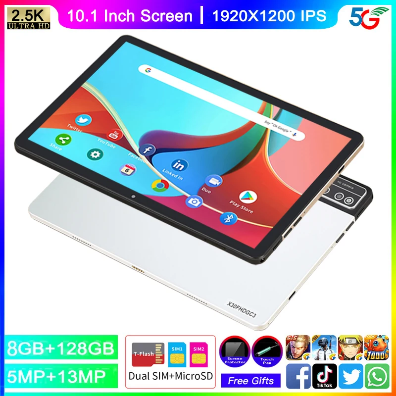 Tablet 10.1 Android 12 Tablet PC 8GB RAM 128GB Storage, 1920x1200 IPS  Display