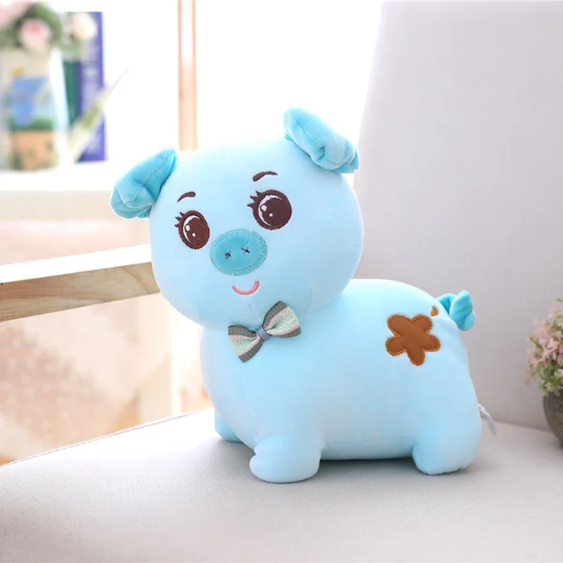 Синий 24 см 35 см Kawaii Свинья розовый синий поросенок мультфильм животных Детские спящие девочки куклы детские игрушки - Цвет: Синий