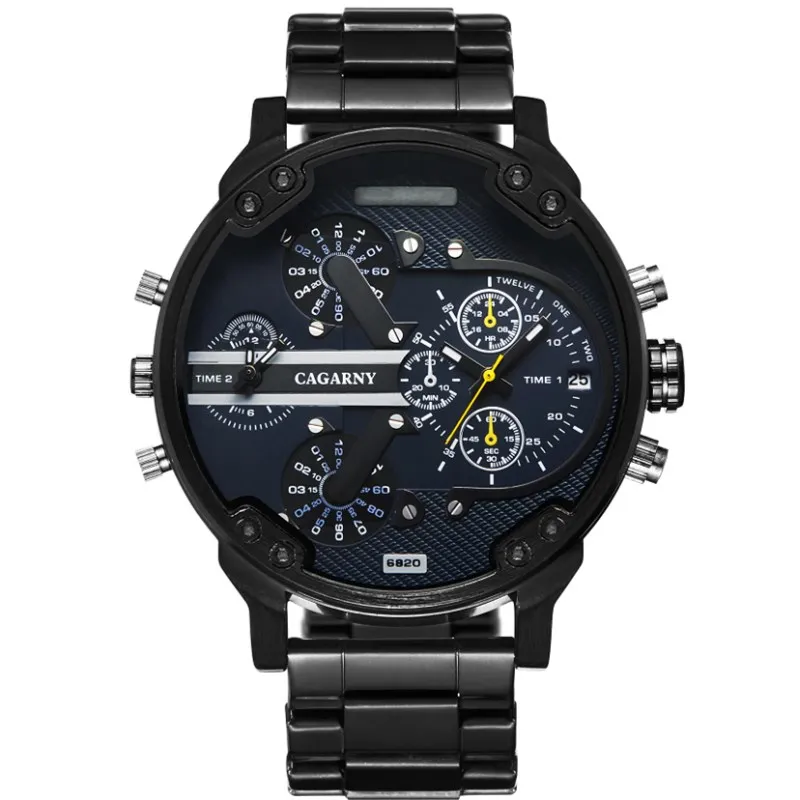 

Watch Men CAGARNY Stainless Steel Men's Watch Sports Calendar Big dial Fashion Quartz Military Clock Watches relogio masculino