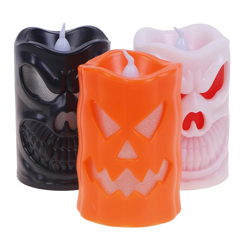 1pcs Skull Candle Light Halloween Party Supplies LED Lights Lantern Lamp Ornaments Props Halloween Decorations For Home