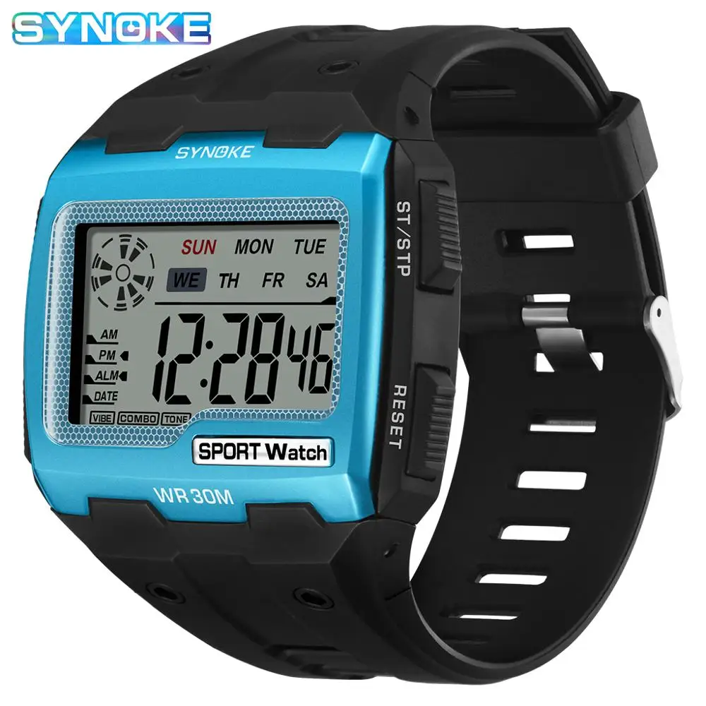 

SYNOKE Fashion Men Digital Watches Sport Square Dial Men's Waterproof Wristwatch LED Male Electronic Watch Relogio Masculino