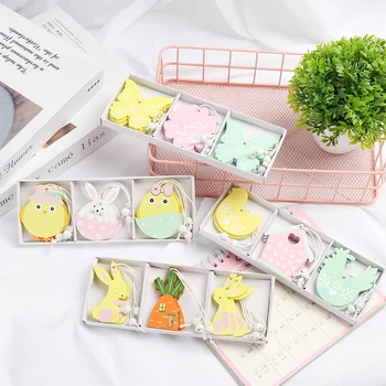 

9pcs Easter Rabbit Wooden Pendant Decoration DIY Wood Hanging Crafts Cute Bunny Easter Ornaments Party Supplies Wood Crafts Gift