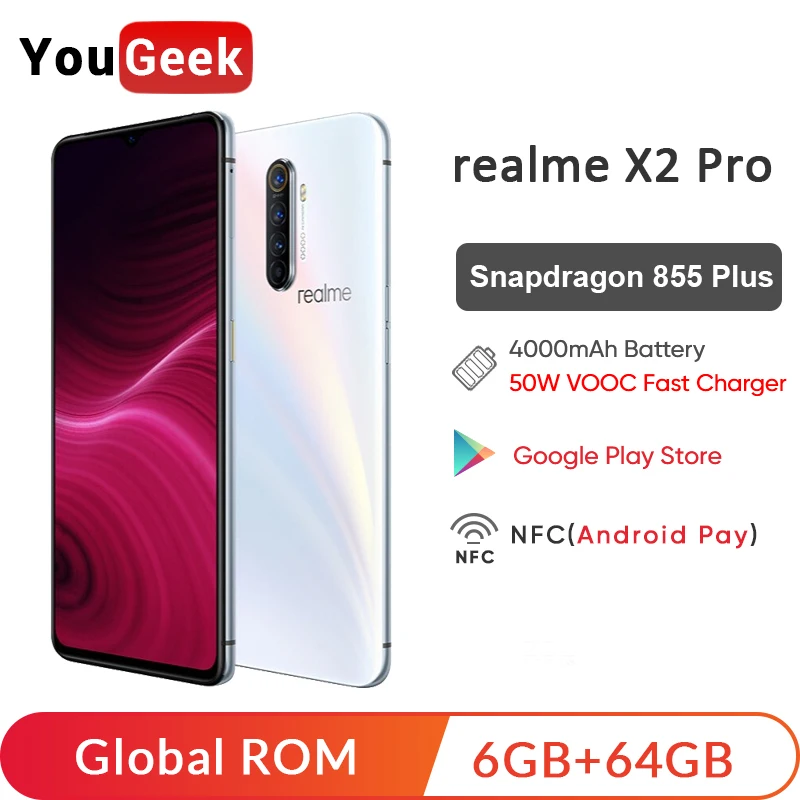 Realme X2 Pro X 2 6GB 64GB 6 5 ''мобильный телефон Snapdragon 855 Plus Octa Core 64MP Quad camera nfc VOOC 50W быстрое