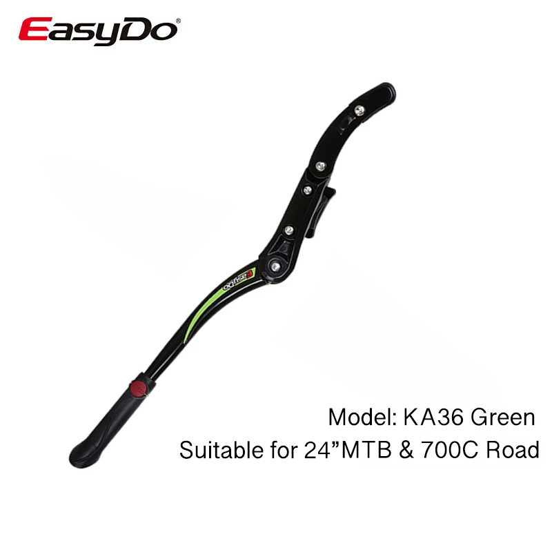 EasyDo 2"-29" MTB велосипед Kick Stand 700C дорожный велосипед парковочная подставка горный велосипед Kickstand Велоспорт боковая подставка поддержка регулируемая - Цвет: KA36 Green