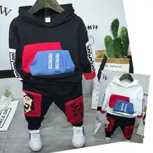 Детский комплект одежды для маленьких мальчиков, худи в стиле пэчворк и штаны, комплекты из хлопка, милый мягкий удобный детский комплект одежды для детей 2-6 лет